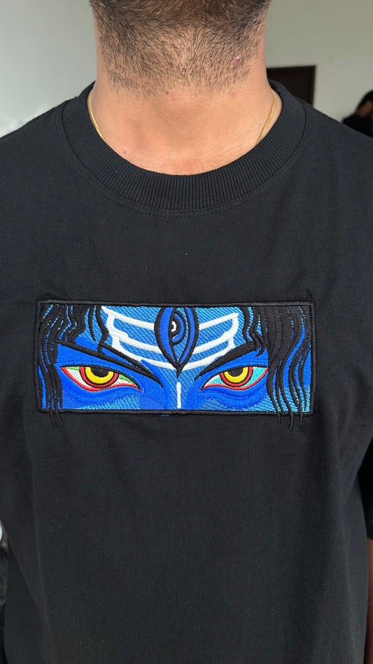 Lord Shiva Eyes "Black" Embroidery Tshirt