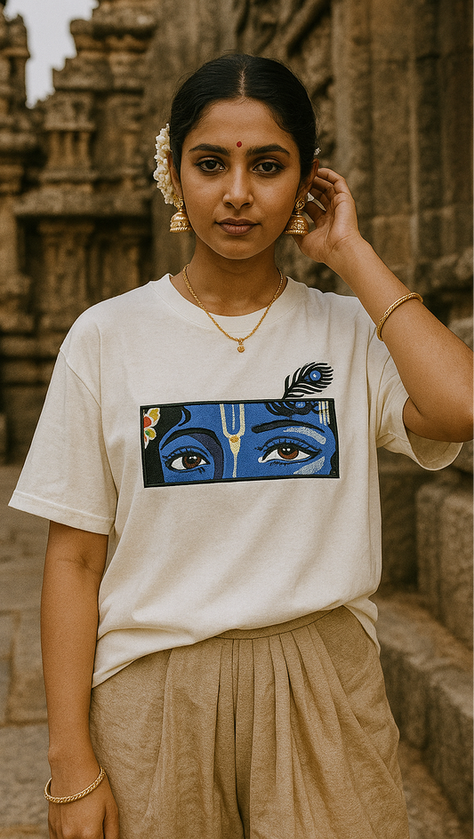 Lord Kanha "White " - Embroidery Tshirt