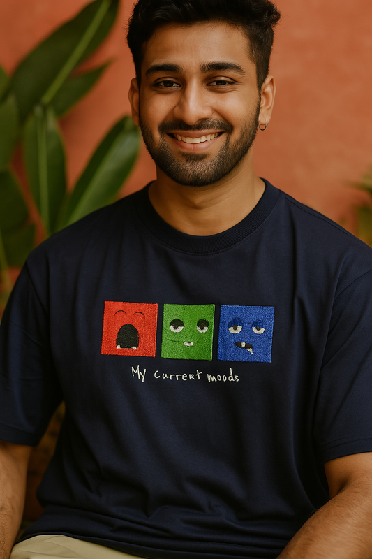 My Current Moods "Navy Blue" Embroidered Tshirt