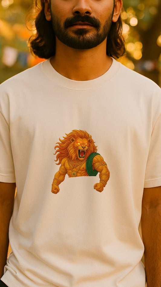 Lord "Narshimha" - Off White Oversized Tshirt